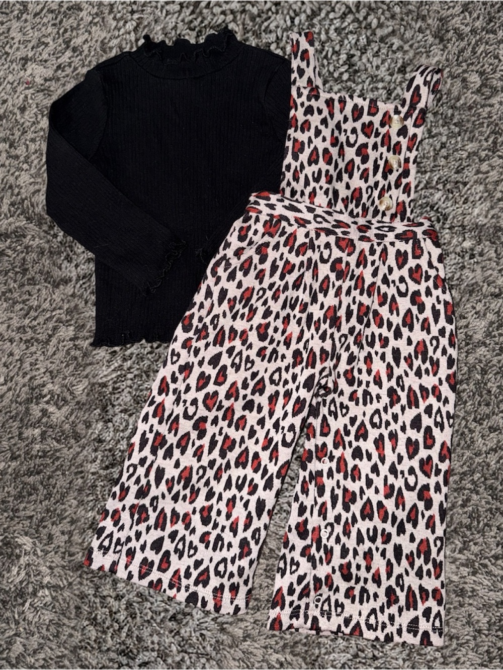 Leopard Print Wide-Leg Overalls + Under Shirt